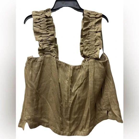FRAME Ruffle Strap Tank Moss Green Size Large - Picture 8 of 12